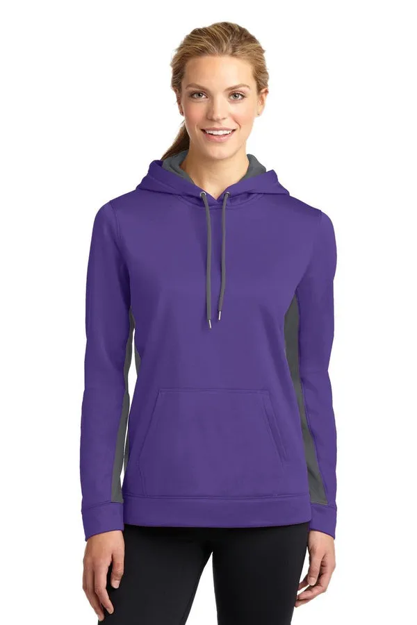 Sport-Tek LST235: Ladies Sport-Wick Fleece Colorblock Hooded Pullover