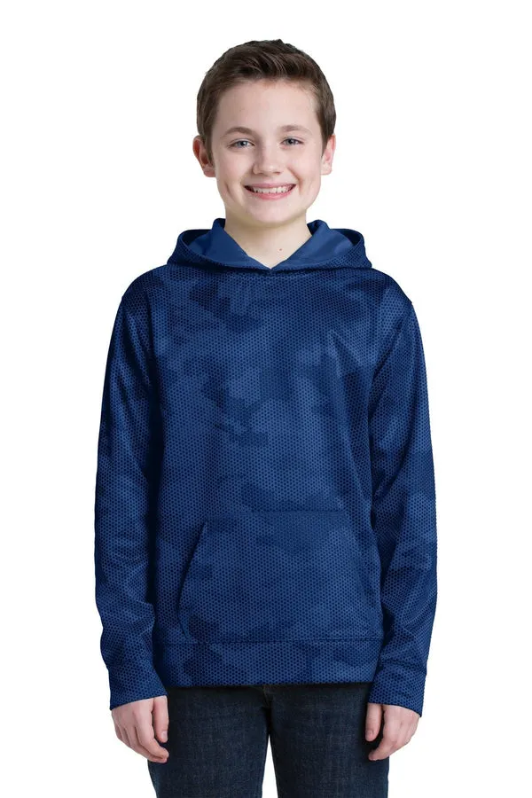 Sport-Tek YST240: Youth Sport-Wick CamoHex Fleece Hooded Pullover