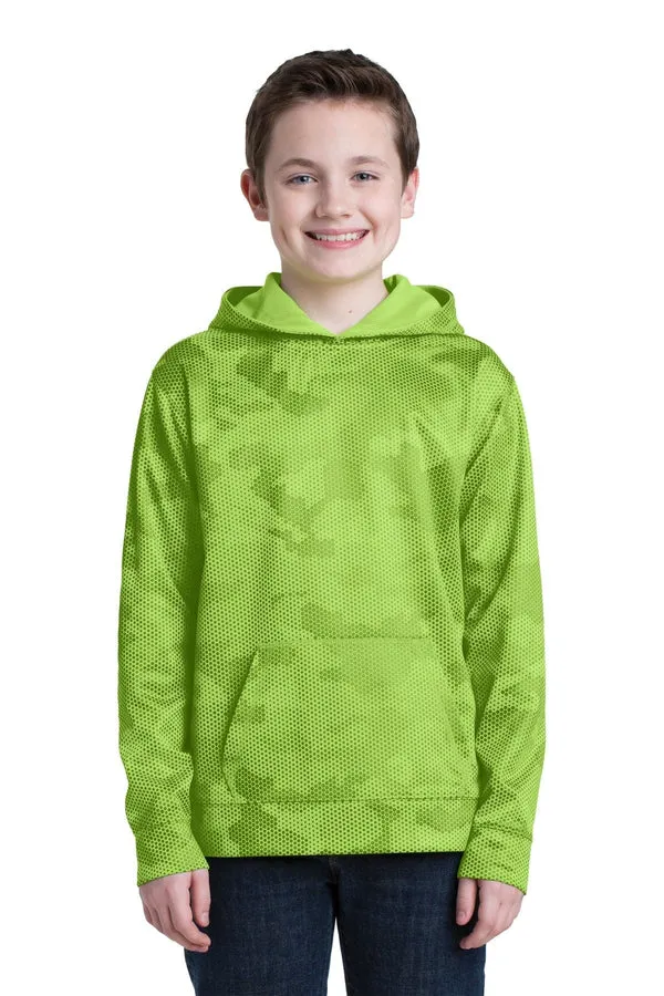 Sport-Tek YST240: Youth Sport-Wick CamoHex Fleece Hooded Pullover