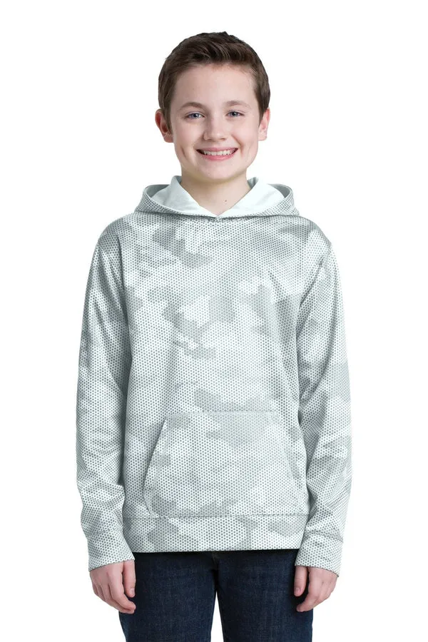 Sport-Tek YST240: Youth Sport-Wick CamoHex Fleece Hooded Pullover