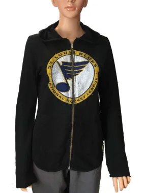 St. Louis Blues Retro Brand Women Black Quad Blend Full Zip Hoodie Jacket