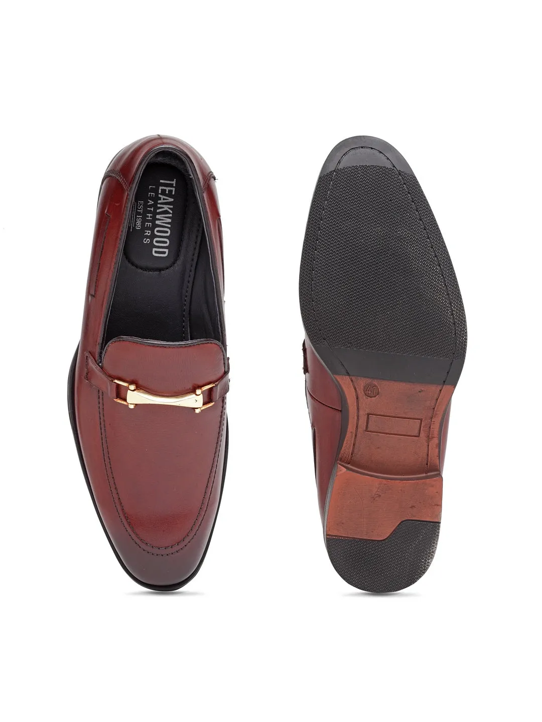 Teakwood Genuine leather Men Brown Formal Slip-On Shoes