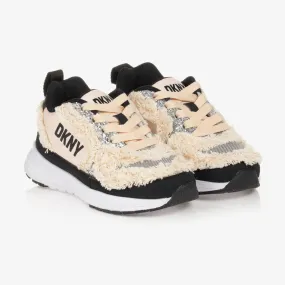 Teen Girls Ivory & Black Logo Trainers