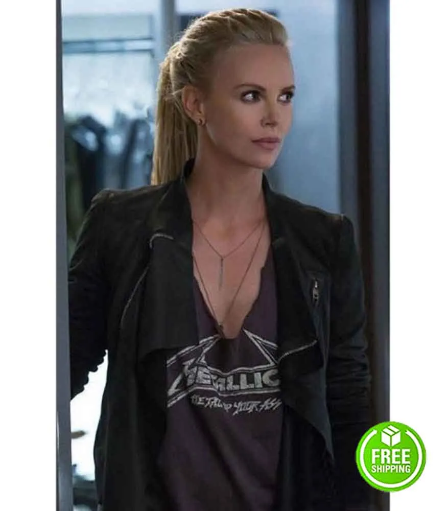 THE FATE OF THE FURIOUS CHARLIZE THERON (CIPHER) BLACK LEATHER JACKET