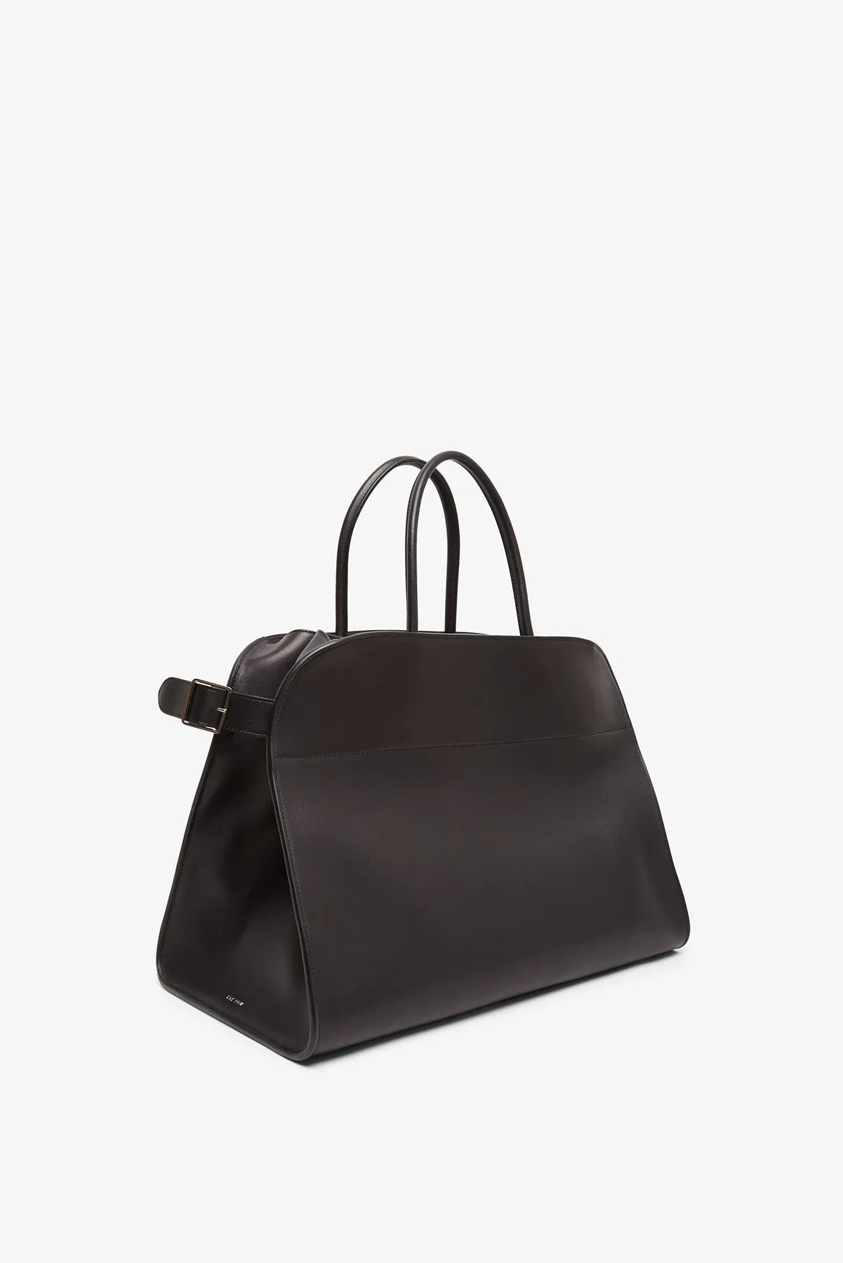 The Row Margaux 17 black saddle leather bag