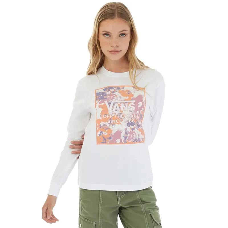 Vans Womens Water Coloured Box Long Sleeve T-Shirt White