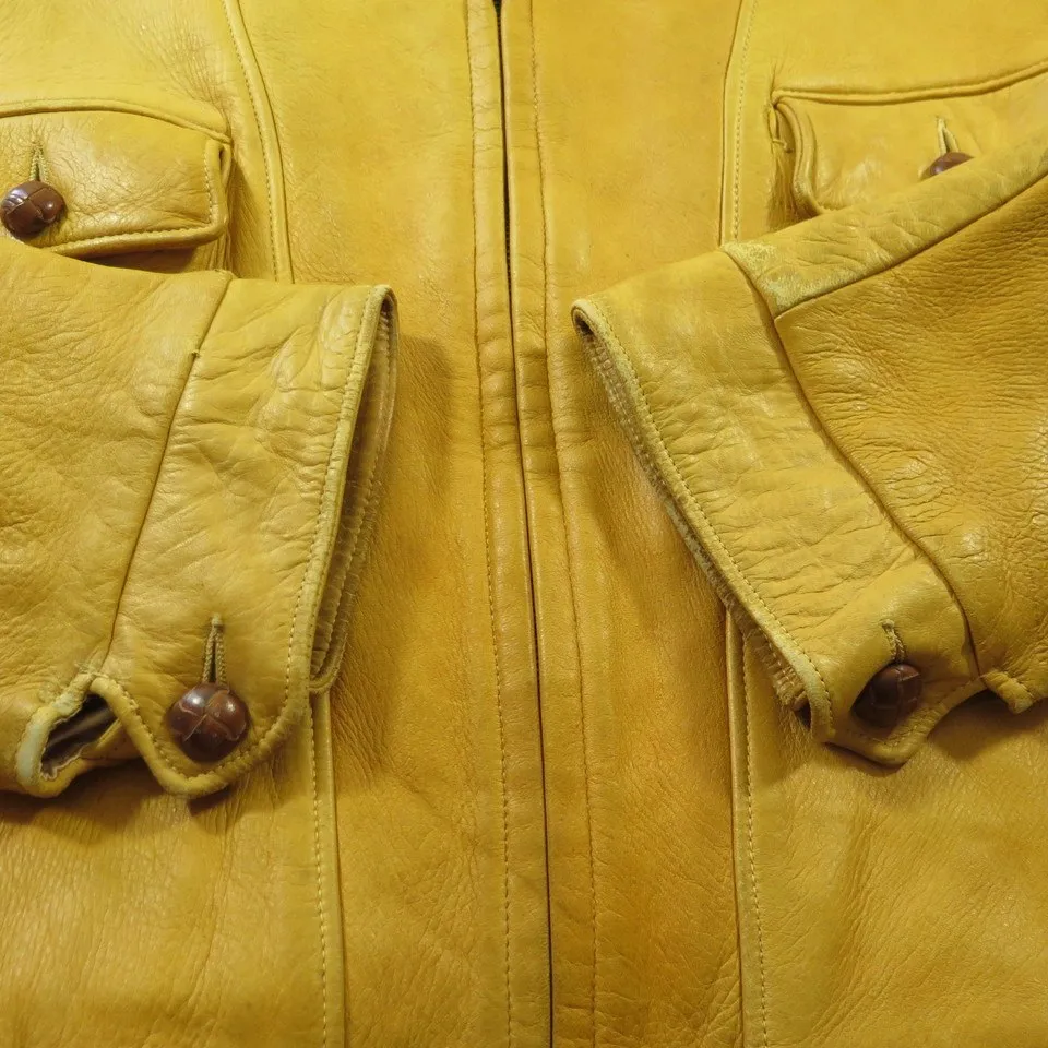 Vintage 60s Deerskin Leather Jacket M Tan Ideal Zip Leather Knot