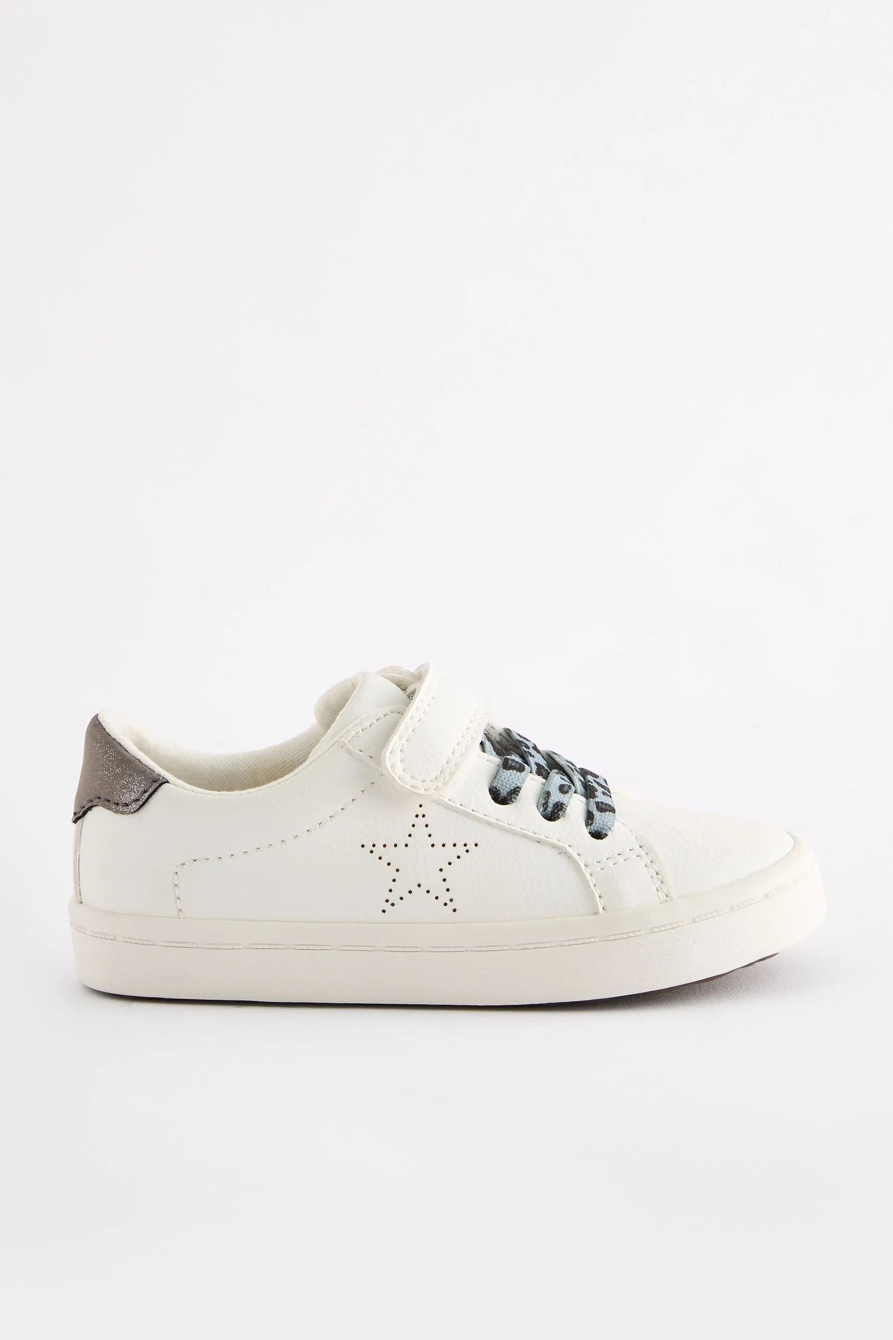 White Wide Fit (G) Elastic Lace Trainers