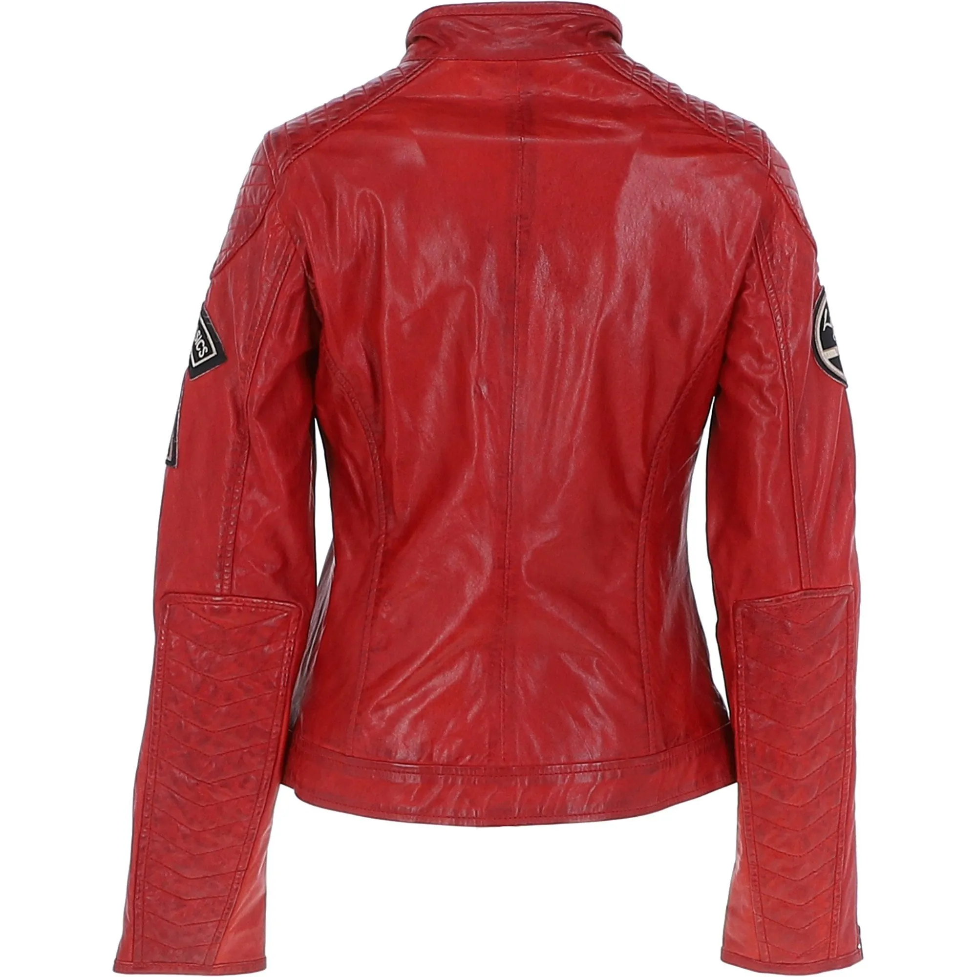 Women's Fashion Leather Biker Style Jacket Red: 1127