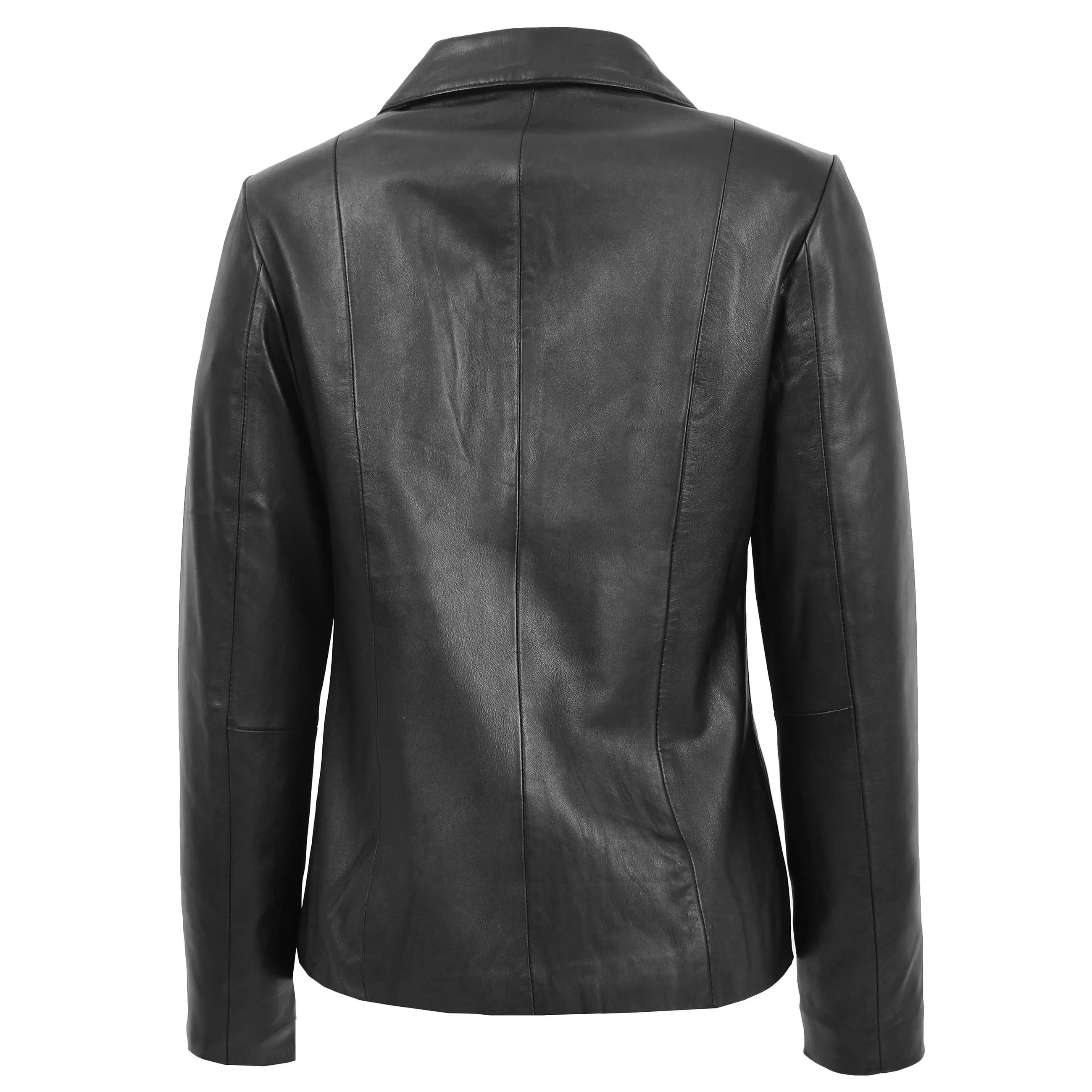 Womens Classic Zip Fastening Leather Jacket Julia Black