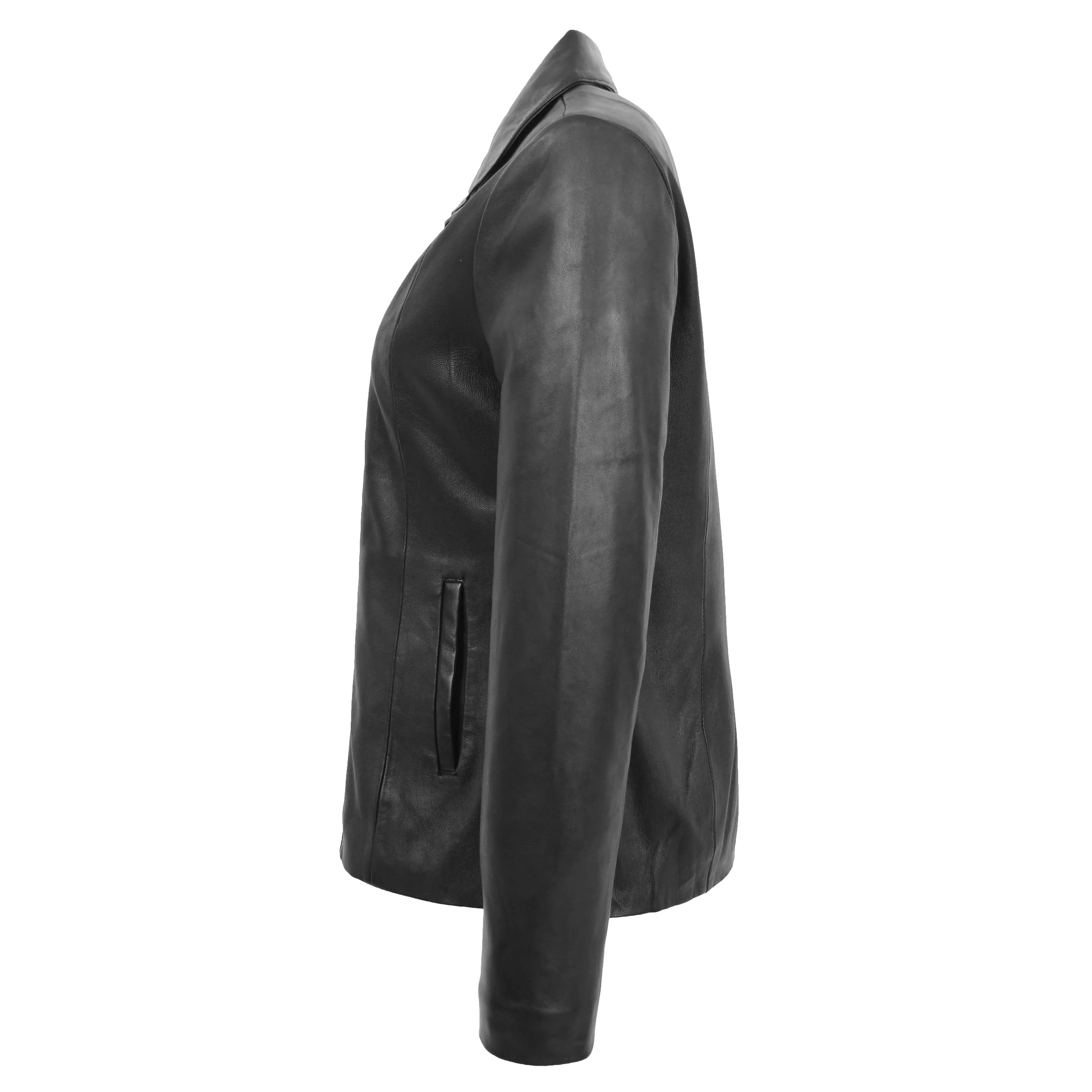 Womens Classic Zip Fastening Leather Jacket Julia Black