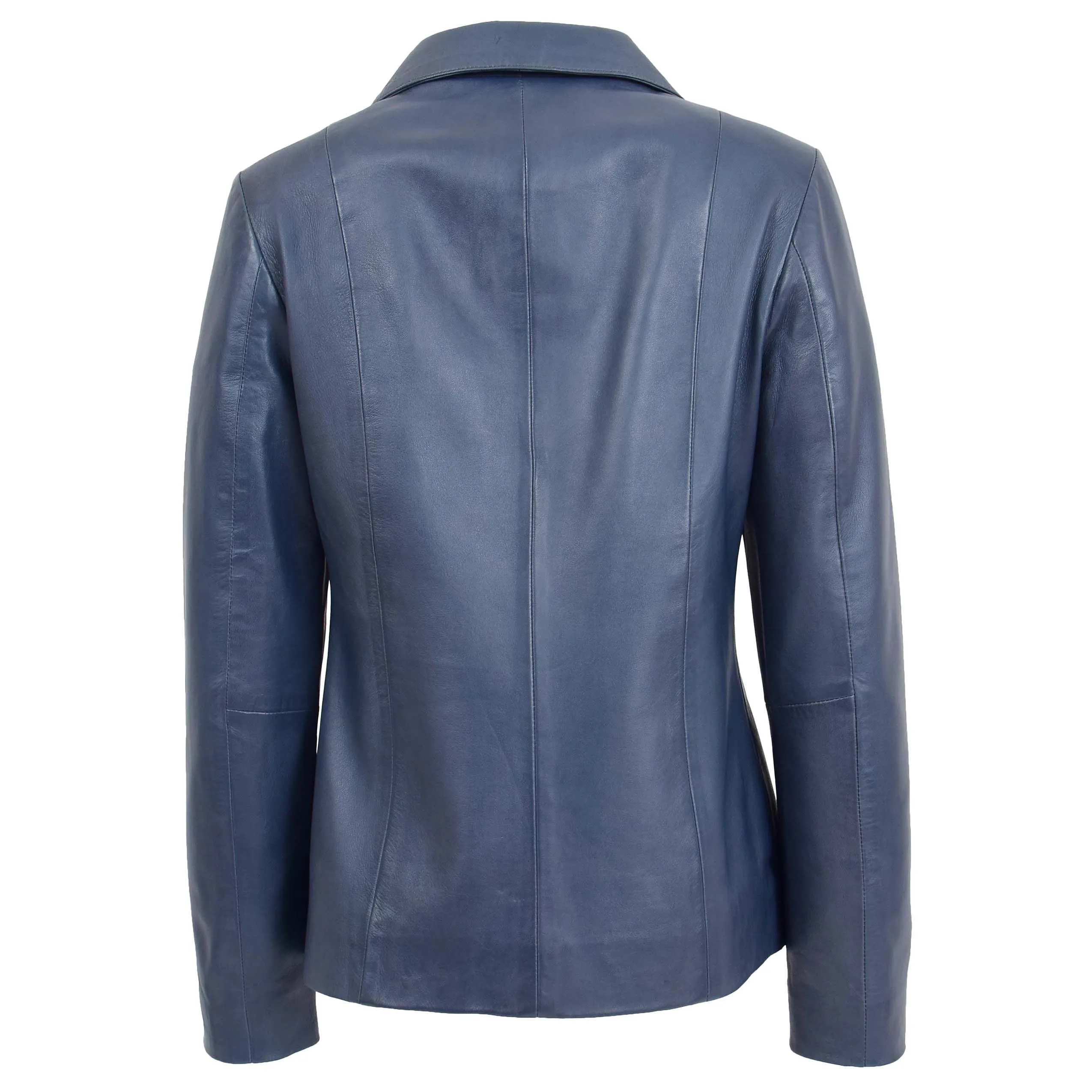 Womens Classic Zip Fastening Leather Jacket Julia Blue