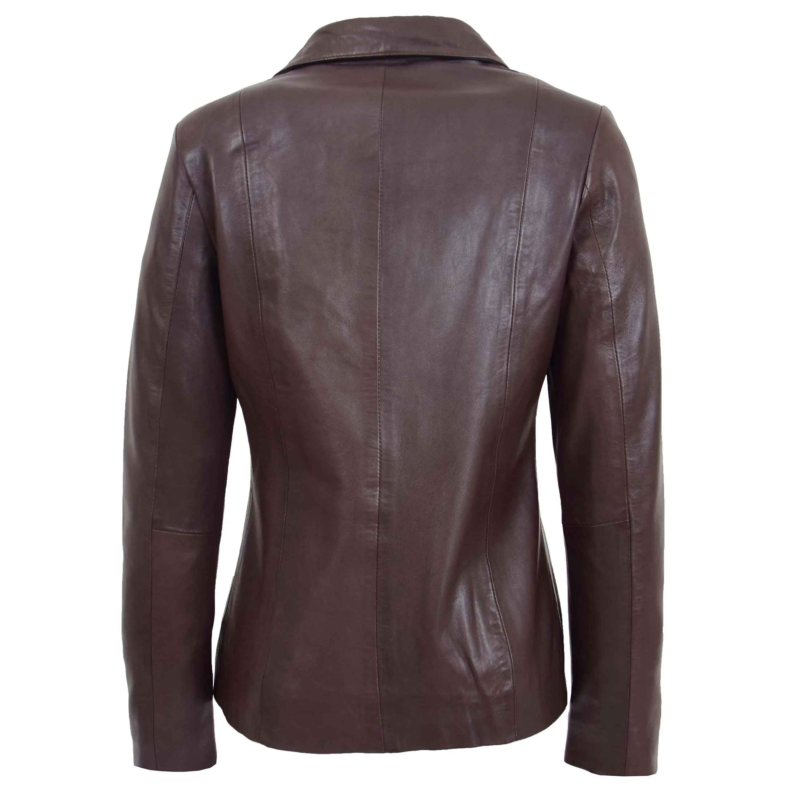 Womens Classic Zip Fastening Leather Jacket Julia Brown