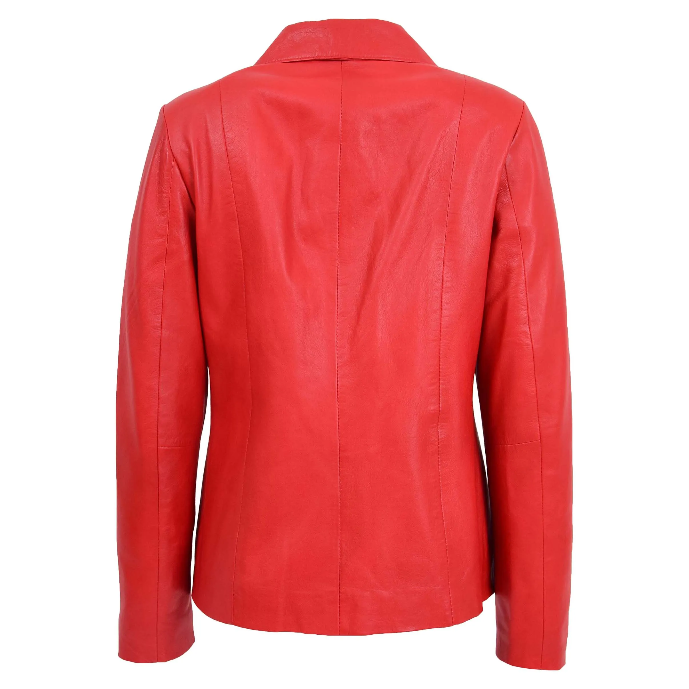 Womens Classic Zip Fastening Leather Jacket Julia Red