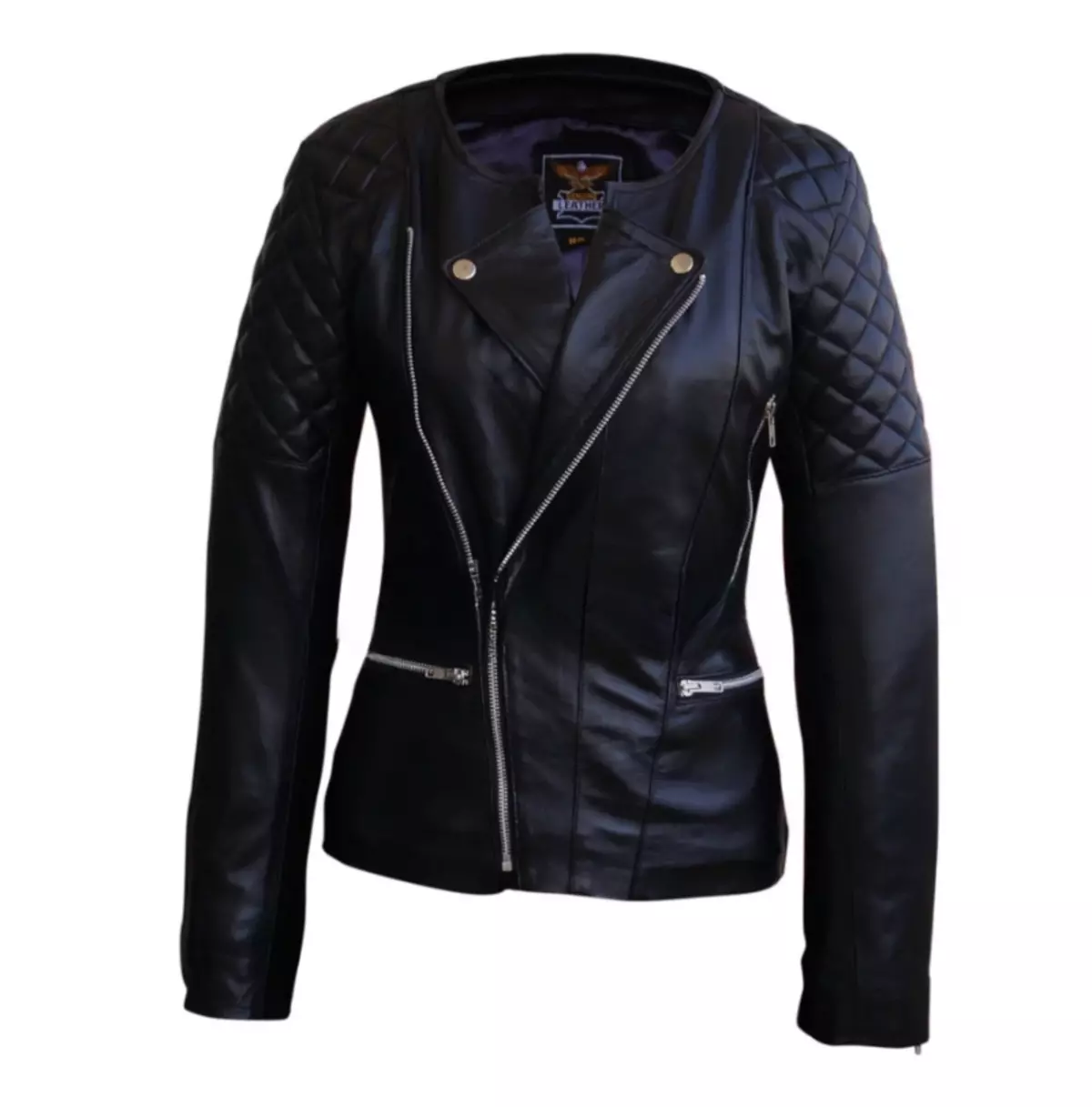 Women's Collarless Black Leather Jacket - Stand Out From the Crowd