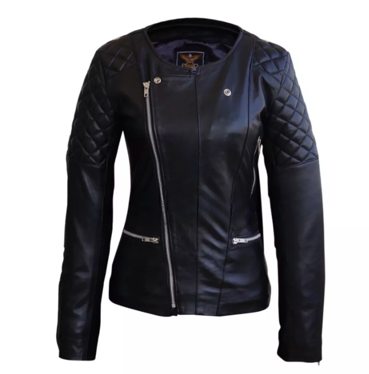 Women's Collarless Black Leather Jacket - Stand Out From the Crowd