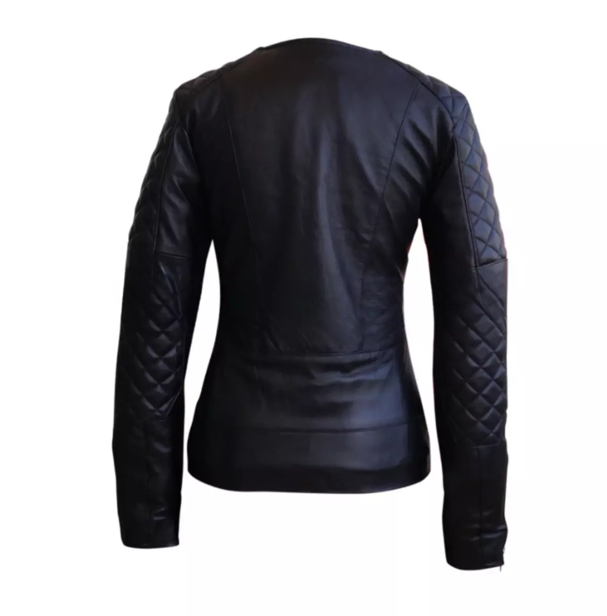 Women's Collarless Black Leather Jacket - Stand Out From the Crowd