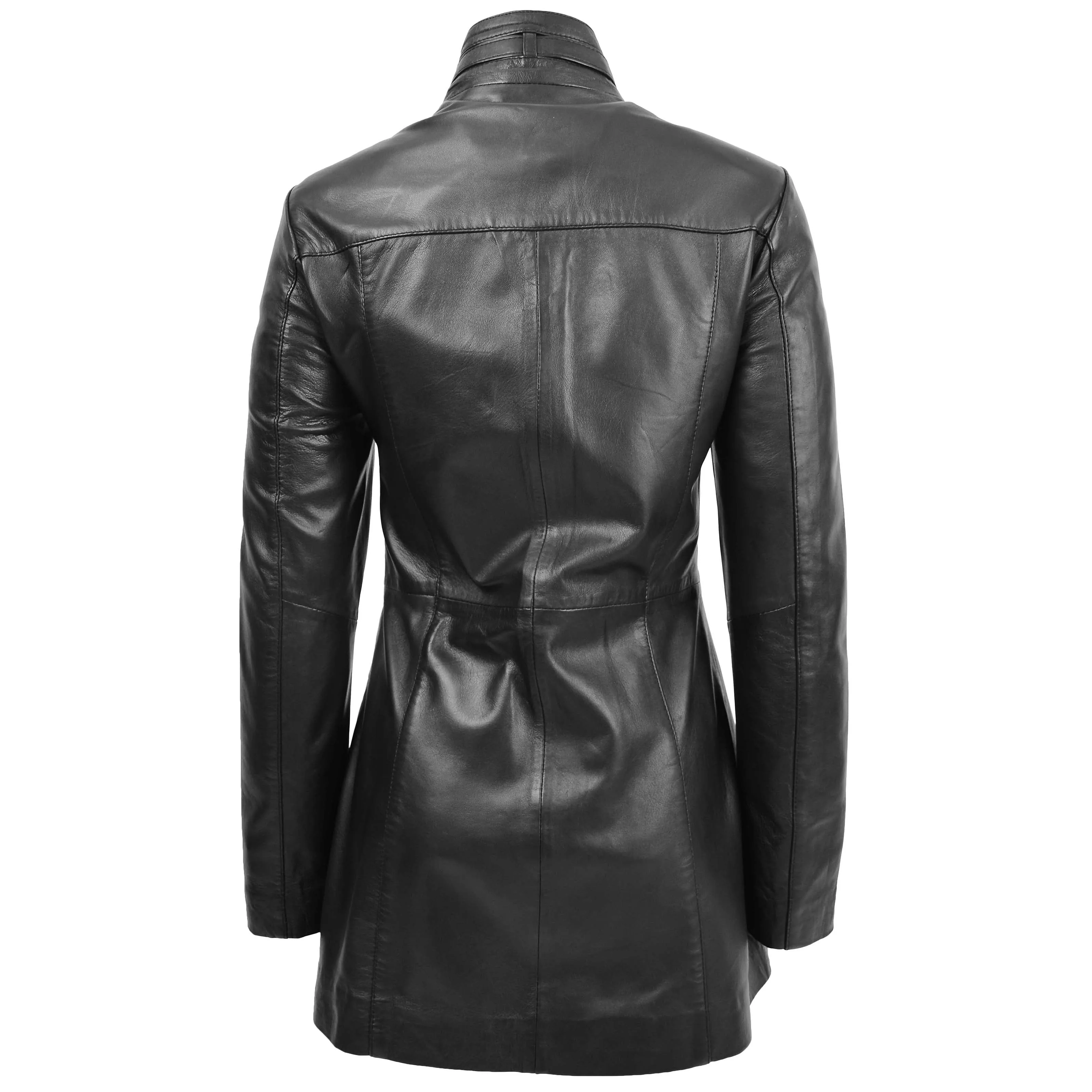 Womens Leather Dual Zip Fastening Jacket Kendall Black