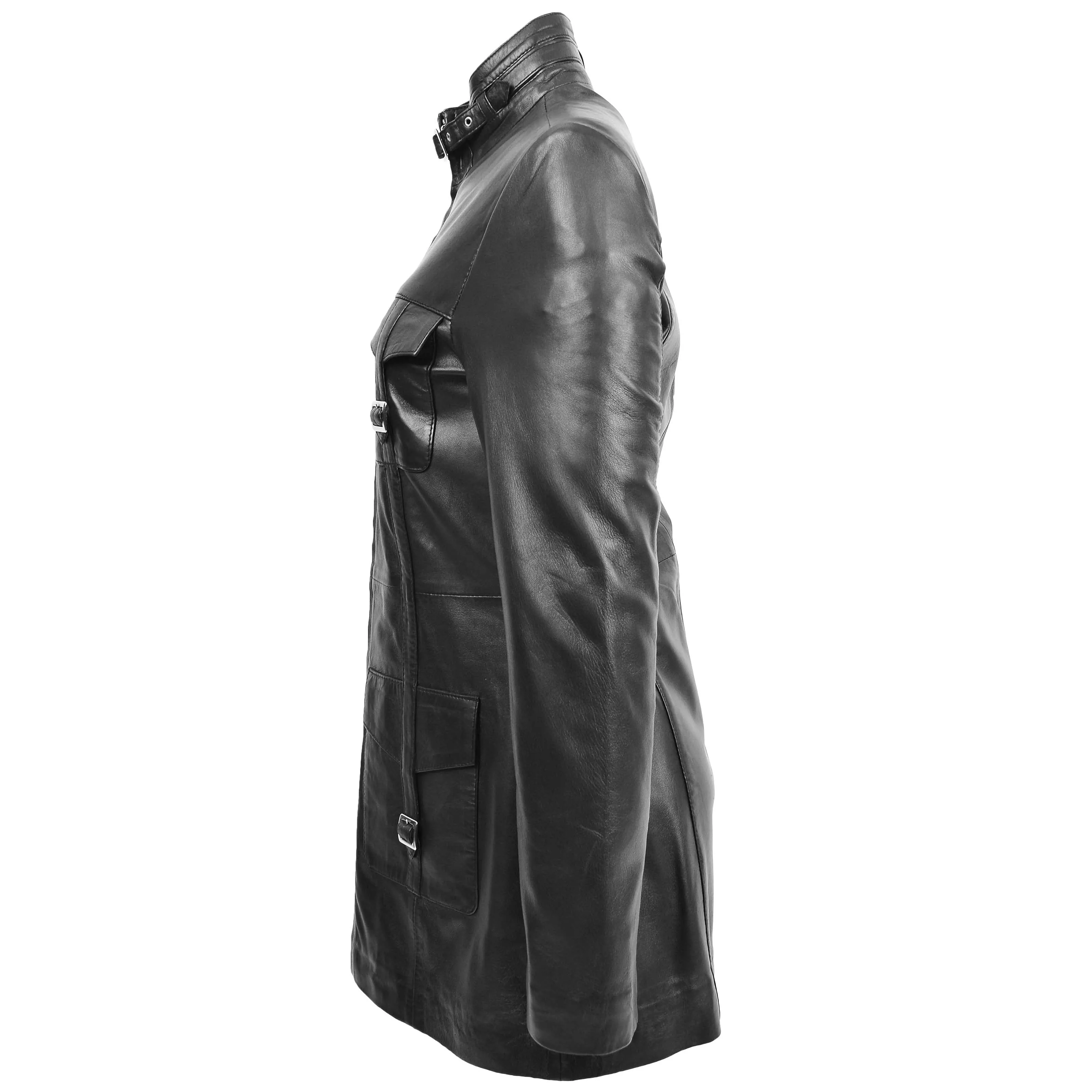 Womens Leather Dual Zip Fastening Jacket Kendall Black