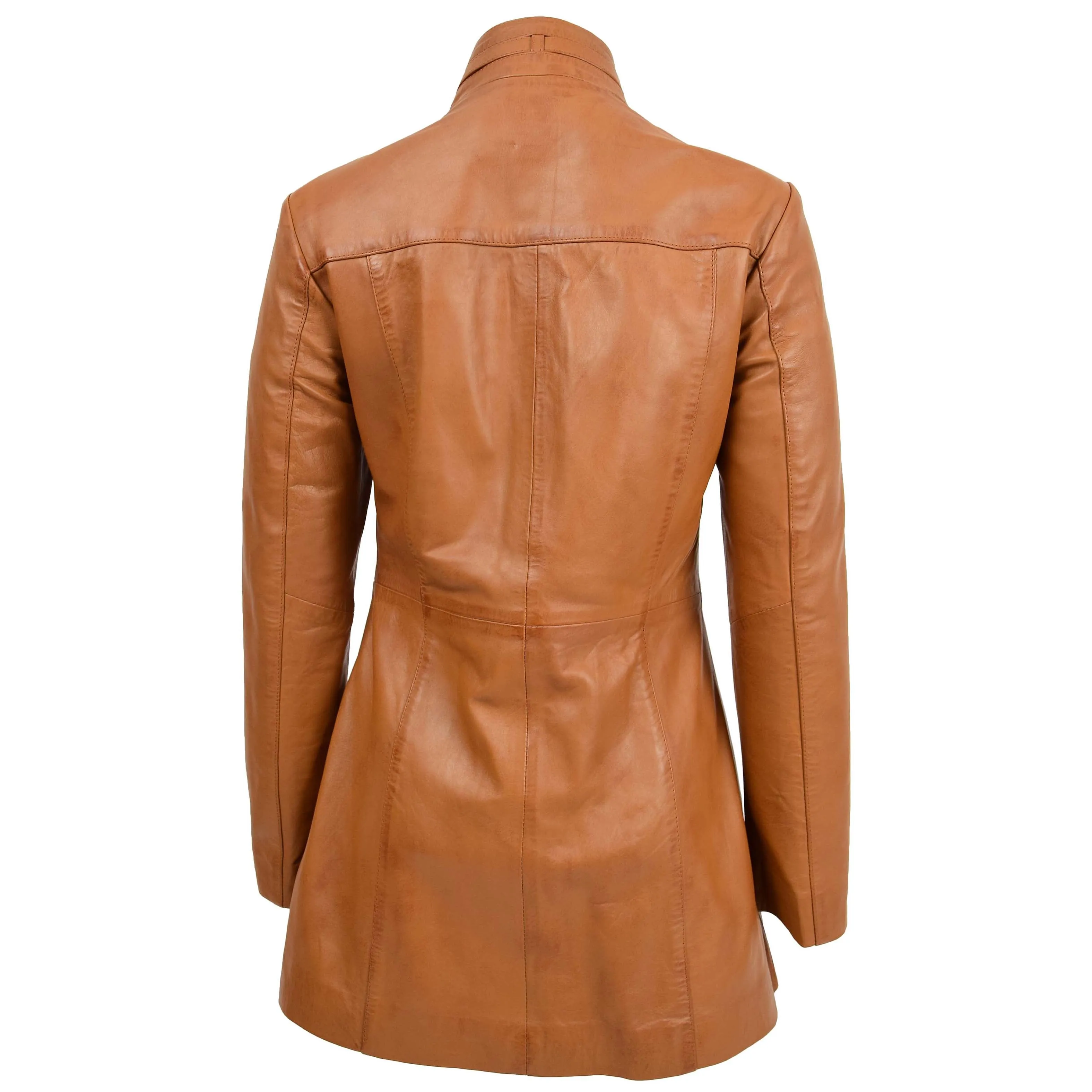 Womens Leather Dual Zip Fastening Jacket Kendall Tan