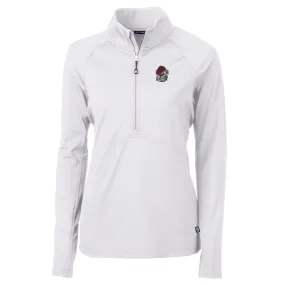 Women's Cutter & Buck White Georgia Bulldogs Adapt Eco Knit Half-Zip Pullover Jacket