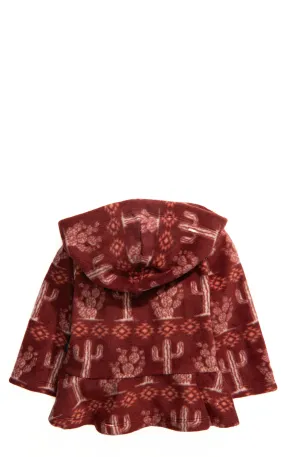 Wrangler Toddler Girl's Soft Burgundy & Cream Aztec Cactus Fleece Zip Hoodie