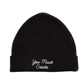 You Must Create   Embroidered Beanie Hat